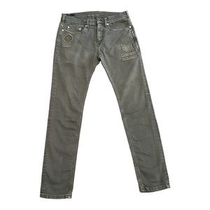 NEIL BARRETT MENS DENIM PANTS OLIVE GREEN